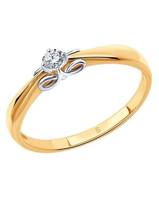 Sokolov Помолвочное кольцо из комбинированного золота с бриллиантом 1011533 16.5