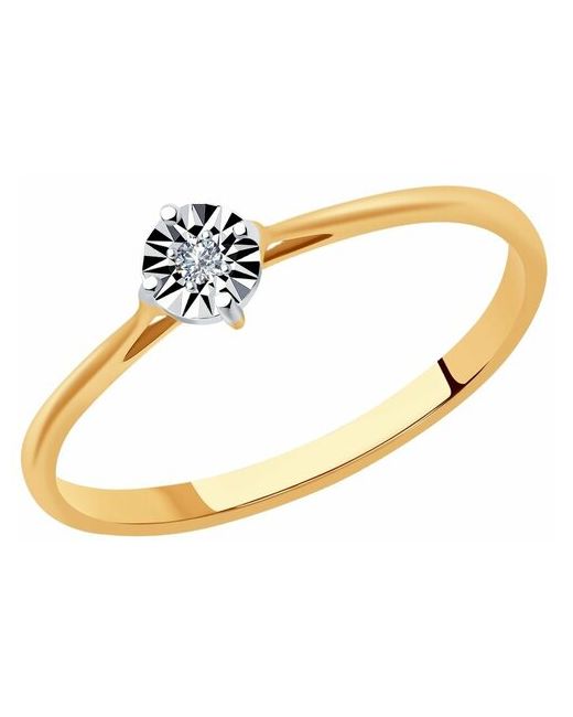 Sokolov Кольцо Diamonds из комбинированного золота с бриллиантом 1012024 размер 15.5