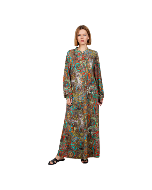 Lilians Платье макси мусульманское орнамент горчично-золотой размер 50