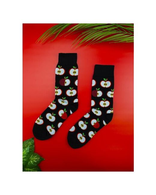 2Beman Носки носки унисекс черные с яблочками размер 38-44