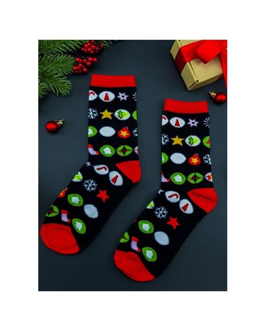 2Beman Носки носки унисекс с новогодними подарками черные р.38-44