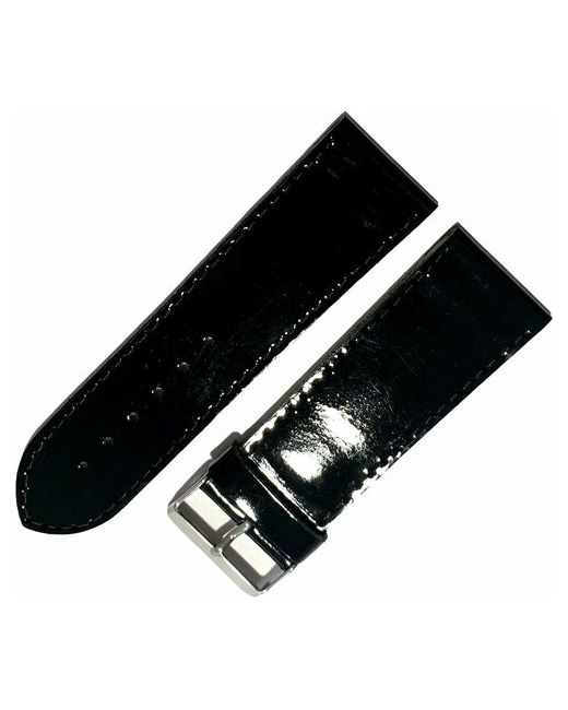 Ardi Ремешок 2802-01 чер ЛАК кожаный тонкий ремень для женских наручных часов из натуральной кожи 28 мм лаковый гладкий