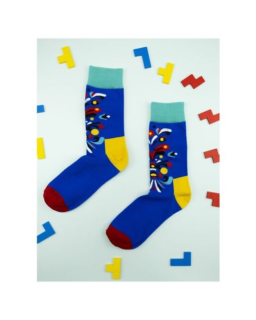 2Beman Носки носки синие с цветным узором размер 38-44