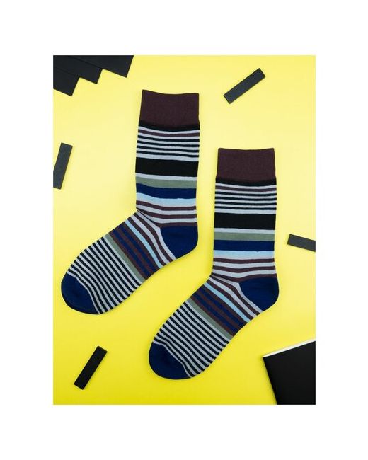 2Beman Носки носки с разноцветными сине-коричневыми полосками размер 38-44