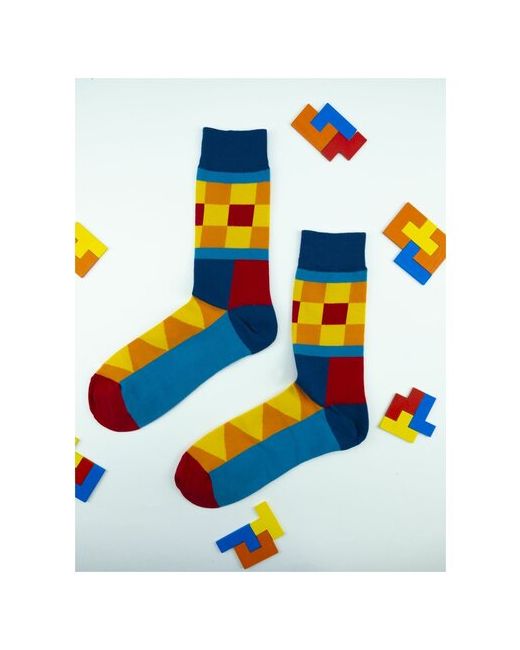 2Beman Носки разноцветные унисекс с геометрическими фигурами р.39-44