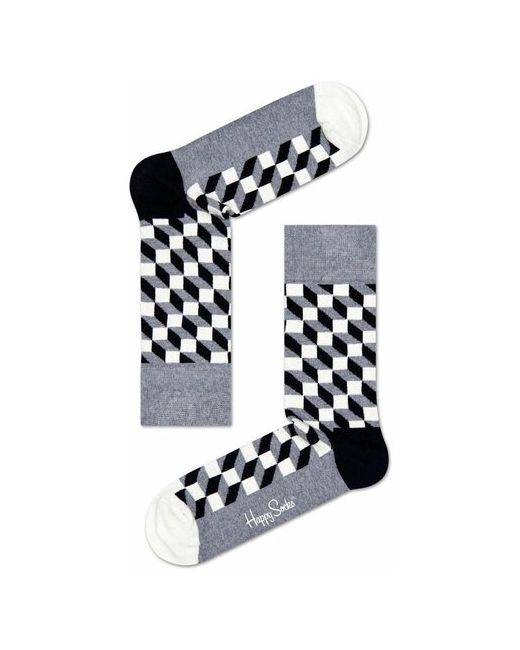 Happy Socks Серо-черные Носки унисекс Filled Optic Sock 29 с чёрным