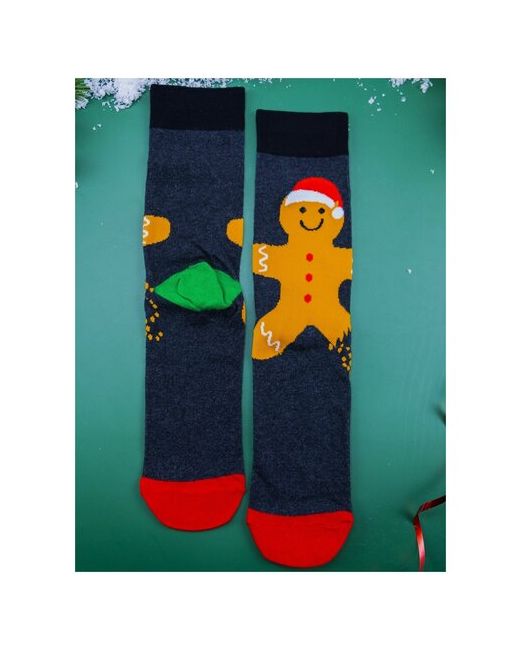 2Beman Носки носки унисекс новогодние с пряничным человечком черные р.38-44