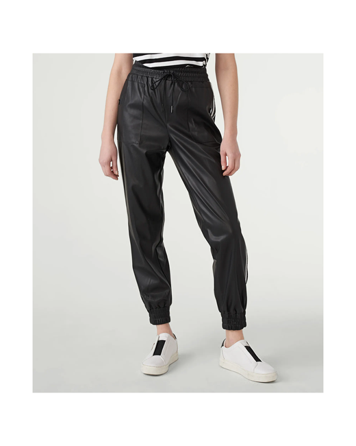 Karl Lagerfeld Джоггеры XL черные из эко кожи с лого лампасами Paris Faux Leather Sweatpants Jogger Pants