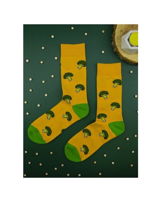 2Beman Носки носки унисекс желтые с брокколи размер 38-44