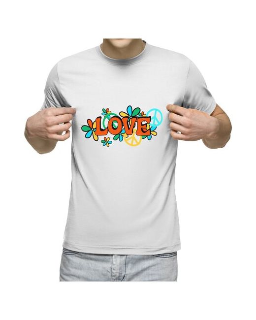 US Basic футболка love хиппи с цветами и мир любовь Пацифик M