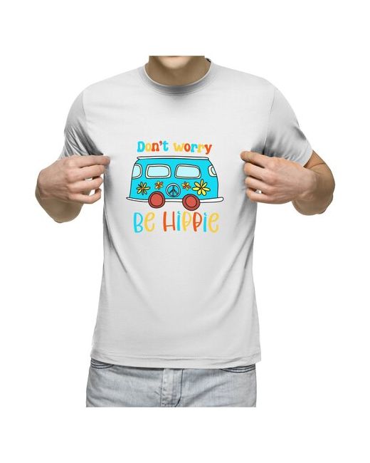 US Basic футболка don t worry be hippie автобус хиппи голубой M
