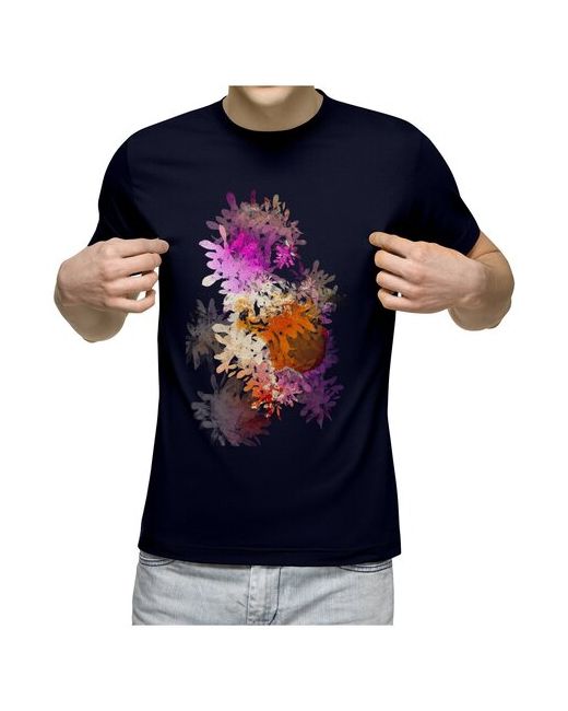 US Basic Мужская футболка Абстрактные цветы S темно-