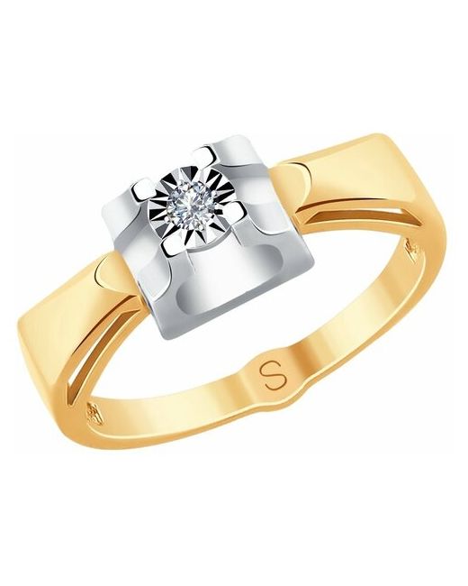 Sokolov Кольцо из комбинированного золота с алмазной гранью бриллиантом 1011734 18