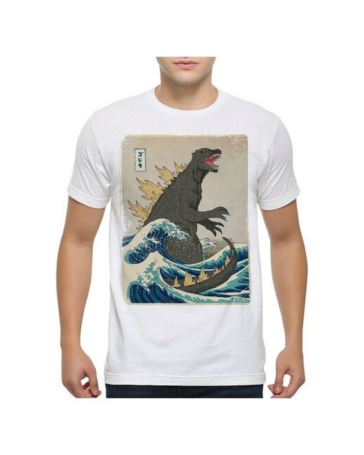 Dream Shirts Футболка с принтом Волна в Канагаве и Годзилла Godzilla Большая волна M