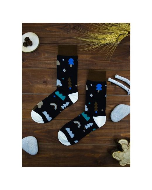 2Beman Носки новогодние носки унисекс черные с елками цветные р.38-44