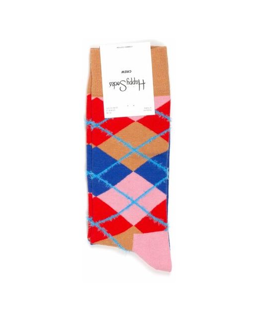 Happy Socks Argyle Fluffy носки с узором шотландской клетки Аргайл и пушистыми нитями 36-40