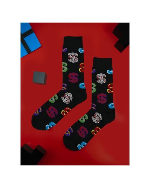 2Beman Носки носки унисекс черные с долларами размер 39-44