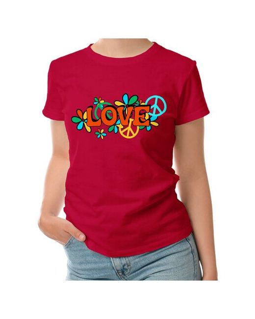 Roly футболка love хиппи с цветами и мир любовь Пацифик XL темно-