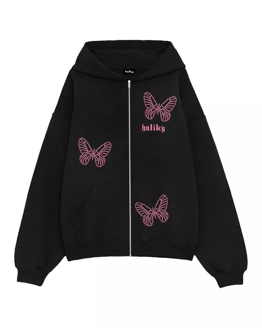 Haliky Худи V2 Swarovski Pink Butterflies Zip Hooodie M