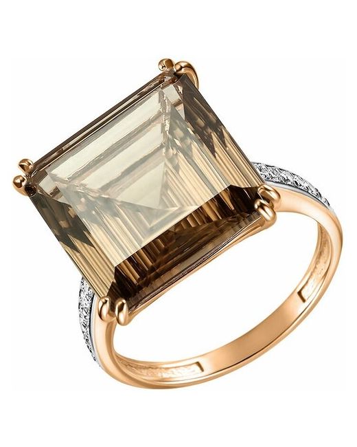 BestGold Золотое кольцо с раухтопазом и цирконами 012132