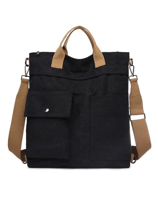 Picano Сумка-шоппер черная бежевая сумка-рюкзак 400х350х100 мм 500 грамм сумка шоппер