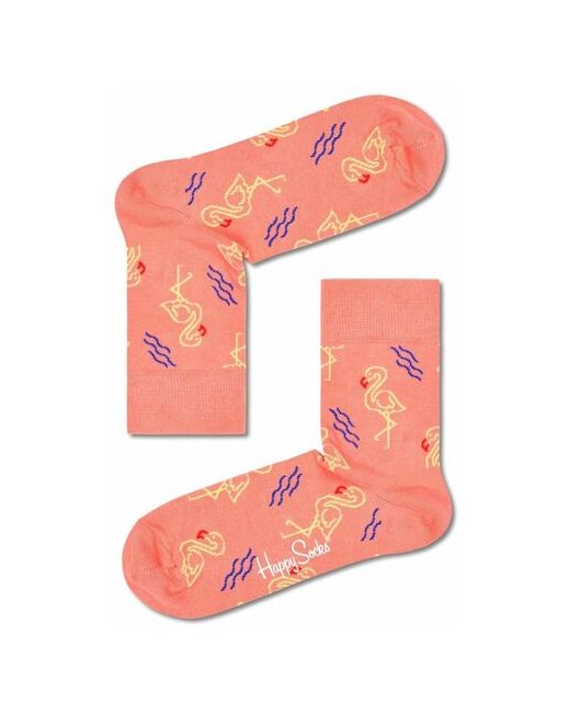 Happy Socks Носки унисекс Flamingo 1/2 Crew Sock с фламинго персиковый 29