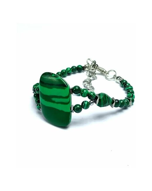 AV Jewelry Серебряный браслет из натурального малахита с зеленым натуральным камнем ручной работы размер 17-22 подарок маме девушке