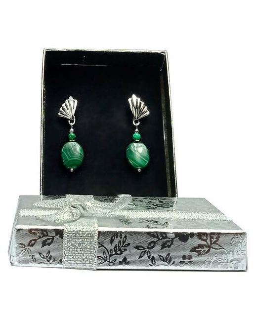 AV Jewelry Серебряные серьги с малахитом натуральным от зеленым камнем подарок маме девушке
