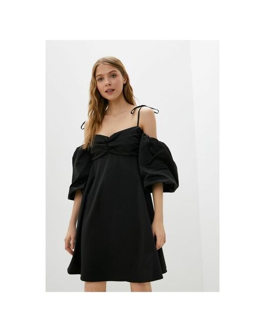 Incity Черное платье с рукавами-буф размер M