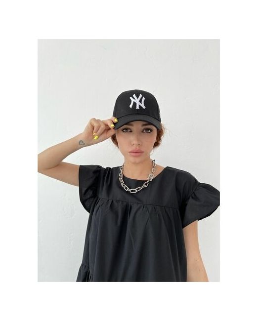 ShapOchki Бейсболка черная с черной вышивкой NY размер универсальный бейсболка New York