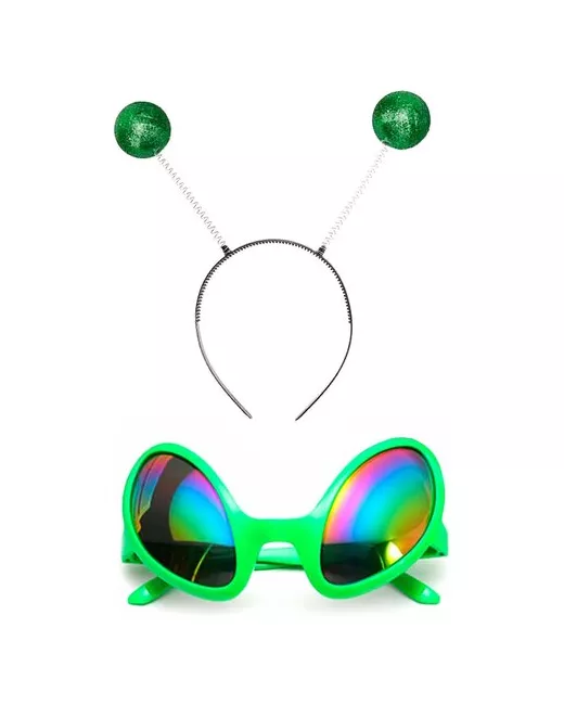 - Карнавальный набор Инопланетянин очки и антенны Очки пришельца зеленые инопланетянина солнцезащитные