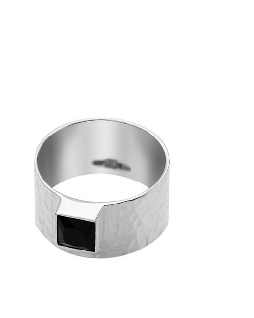 Island Soul Кольцо серебро широкое с чёрным цирконом размер 16