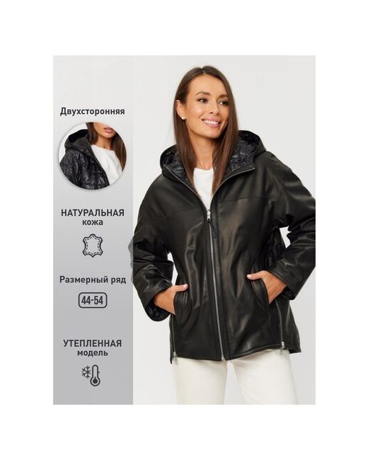 Este'e exclusive Fur&Leather Кожаная куртка двухсторонняя с капюшоном KZ-10317 размер 3XL