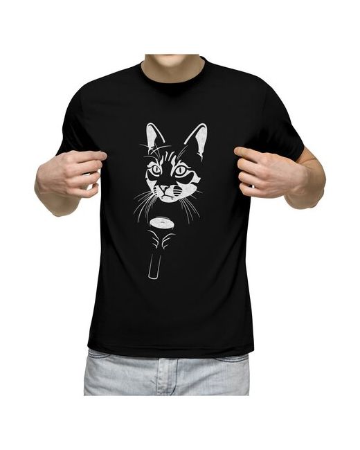 US Basic футболка Кот с фонариком Horror cat. 2XL меланж