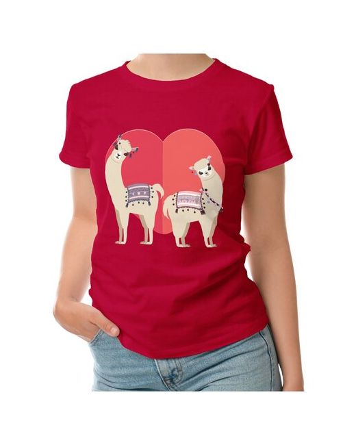 Roly футболка Лама и альпака на фоне сердца 2XL