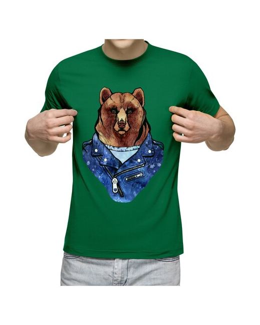 US Basic футболка Медведь в куртке-косухе L меланж