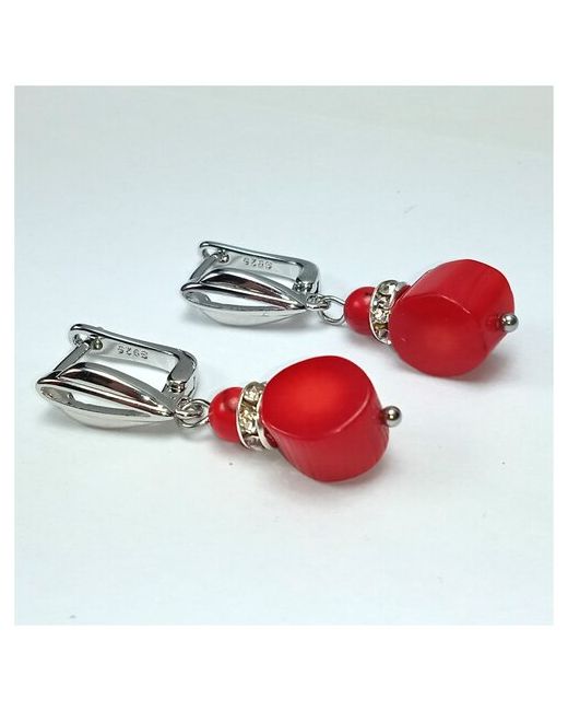 AV Jewelry Серебряные серьги с кораллом ручной работы красным камнем от в подарочной коробочке подарок маме девушке