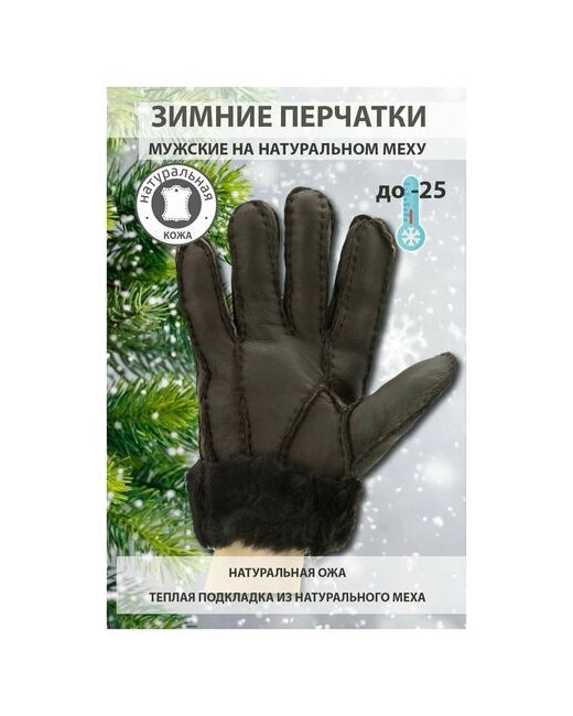 Happy Gloves Перчатки зимние кожаные на натуральном меху теплые оторочка темный мех размер L марки