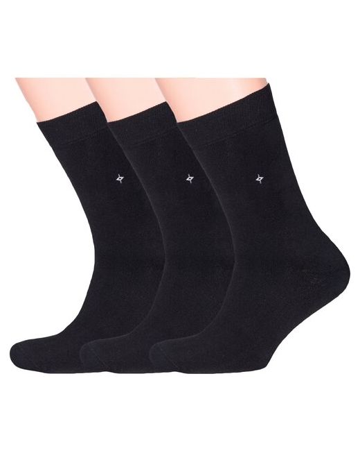 RuSocks Комплект из 3 пар мужских махровых носков Орудьевский трикотаж черные размер 25 38-40