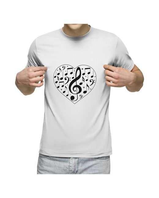 US Basic футболка музыка сердце. скрипичный ключ и ноты в сердце M