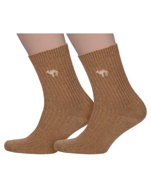 Hobby Line Комплект из 2 пар мужских теплых носков ореховые размер 39-44
