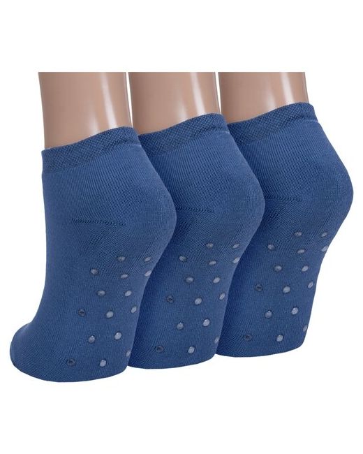 RuSocks Комплект из 3 пар женских махровых носков Орудьевский трикотаж темно-джинсовые с точками размер 23-25 39