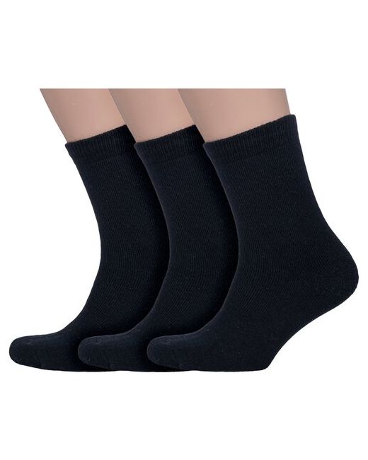 Hobby Line Комплект из 3 пар мужских махровых носков черные размер 39-44