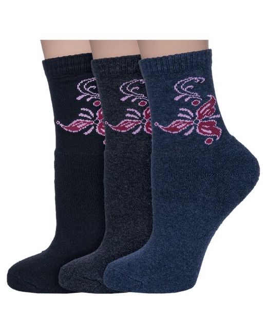 Альтаир Комплект из 3 пар женских носков с махровой стопой микс 1 размер 21