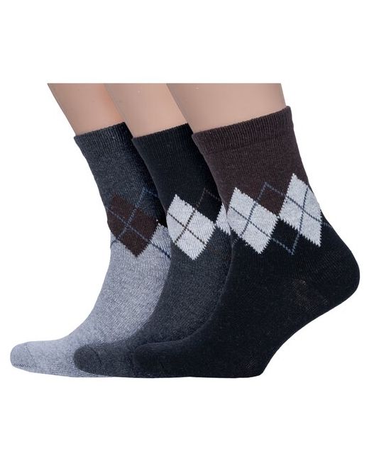 Hobby Line Комплект из 3 пар мужских теплых носков микс 1 размер 39-43