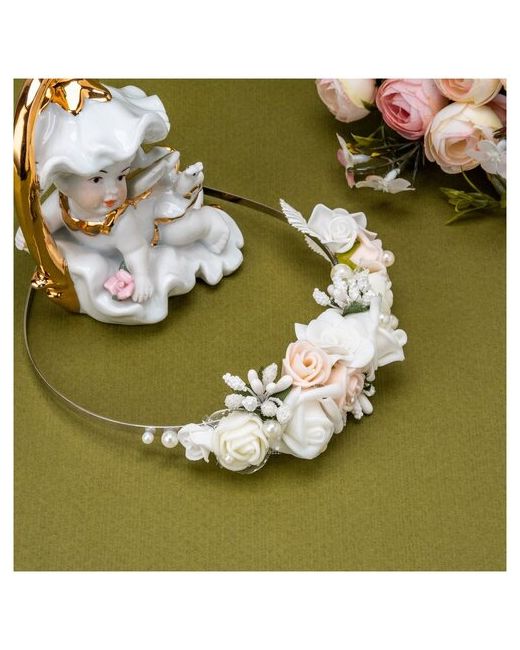 Свадебная мечта Белый ободок для невесты с латексными розами айвори розовыми и белыми цветами жемчужными бусинами