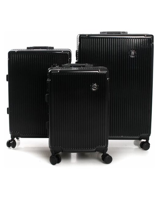 Leegi Комплект из 3-х пластиковых чемоданов на застежке Aluminium Series размер LMS. Съемные и сдвоенные колеса. В чехле