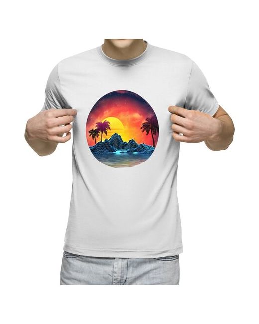US Basic футболка Синтвейв пляж и пальмы M