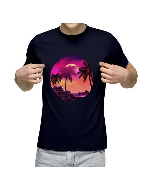 US Basic футболка Пальмы и пляж в розовой дымке M темно-