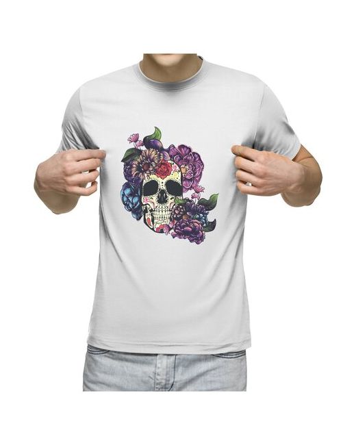 US Basic футболка Сахарный череп с цветами 2XL темно-